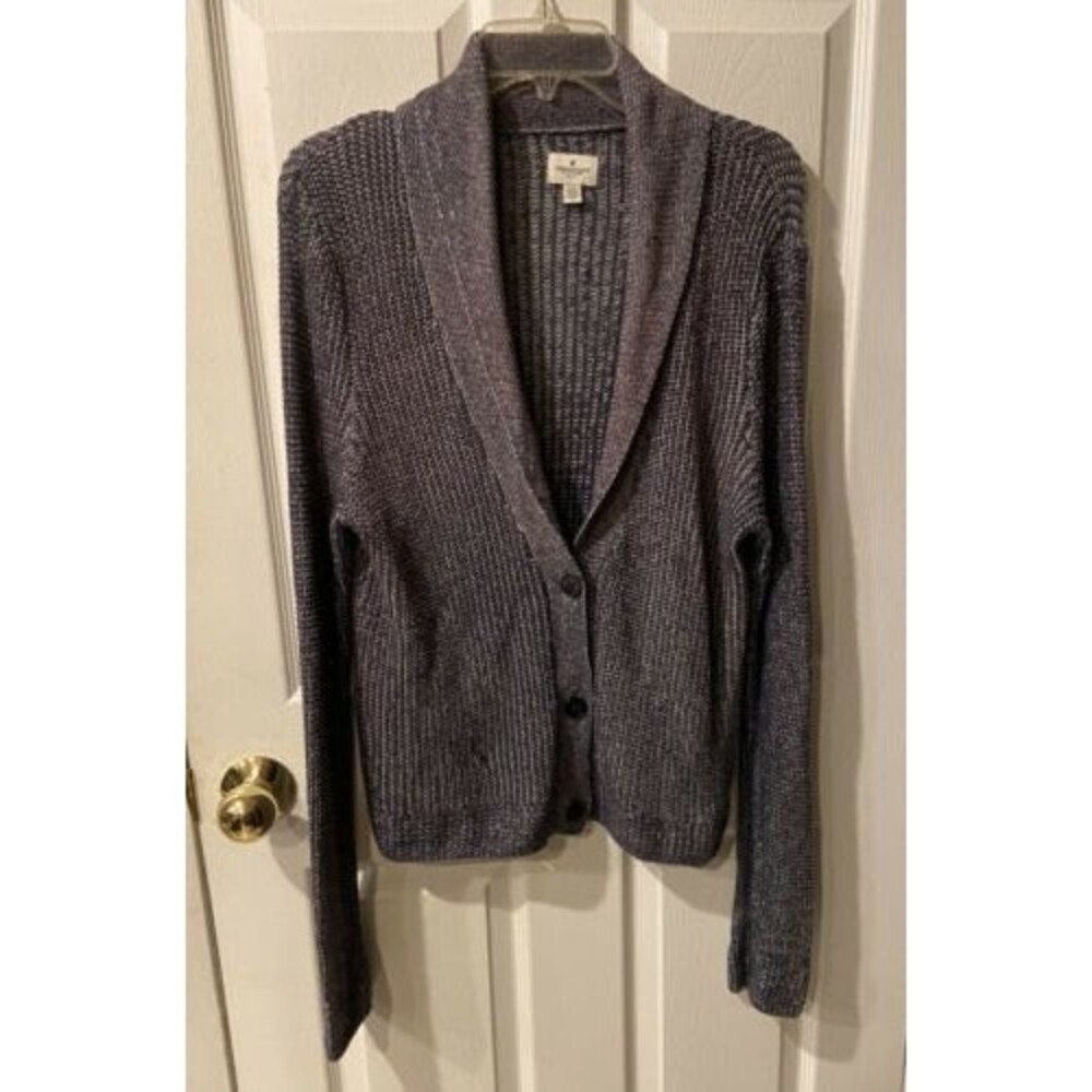American Eagle Cardigan Womens L Purple Sweater Knit Button Collared Grandpa y2k - Picture 7 of 7